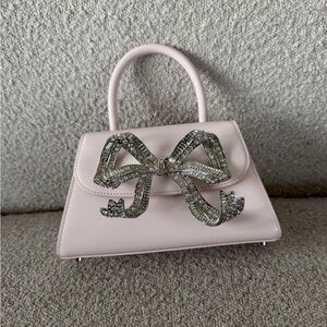 Pink Self Portrait top-Handle Bag with Crystal Bow Accent